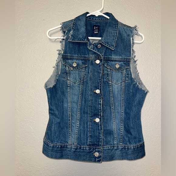 Gap Denim Jean Vest Cutoff - Picture 1 of 7
